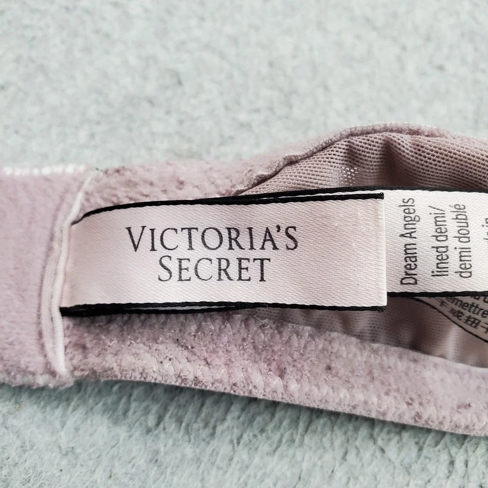 Victoria's Secret Women Bra 34D Pink Floral Dream Angels Lined Demi Underwired
